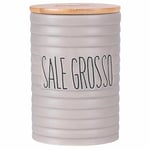 Villa d'Este Home Tivoli Pot à sel gros 750 ml en céramique, couvercle en bambou, Shapes