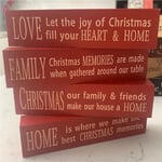 Set of 4 Christmas Love Family Home Message Word Block - Christmas Decorations