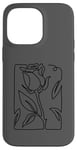 Coque pour iPhone 14 Pro Max Rose noire abstraite dessin minimaliste Line Art