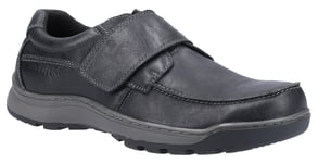 Hush Puppies Casper Touch Fastening Mens Shoes - Black Leather - Size UK 7