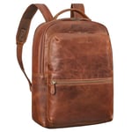 STILORD 'Tomke' Sac à Dos Ordinateur Cuir XL Business Laptop Backpack Grand Sac à Dos Travail avec de Nombreux Compartiments Vintage Cuir Véritable, Couleur:kara - cognac