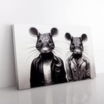 Two Street Rats Canvas Wall Art Print Ready to Hang, Framed Picture for Living Room Bedroom Home Office Décor, 76x50 cm (30x20 Inch)