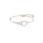 Swarovski Bracelet-Jonc Infinity avec Cœur Romantique et Symbole de L'Infini, Cristaux Blancs Brillants, Finition Métal Mixte, Taille M