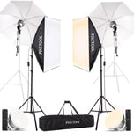 Softbox Kit Studio Photo Et Éclairage - 2 Softbox 50X70 Cm, 2 Parapluie Photographie, 2 Led Lampe Photo 4800 Lumens 3000-6000K - Eclaraige Light - Lumiere Video Streaming Gaming[YIN142634]