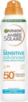 Garnier Ambre Solaire SPF 50+ Sensitive Advanced Dry Mist Sunscreen Spray, 150ml