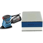 Bosch Professional Orbital Sander GSS 160 Multi (Dust Box incl. Microfilter, 3 x Sanding Sheet C470, Delta Base Plate, 2X Base Plate, L-BOXX 136) + 1x Expert Dual Density Sanding Block