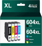 Cartouches 604 XL d'encre Compatible pour Epson 604 604XL 604 XL pour Epson Expression Home XP-2200 XP-2205 XP-3205 XP-3200 Workforce WF-2910 WF-2930 WF-2935 (1 Noir 1 Cyan 1 Magenta 1 Jaune)