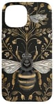 Coque pour iPhone 15 Beau motif abeilles et fleurs noires