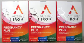 3 X ACTIVE IRON PREGNANCY PLUS SUPPORT OMEGA-3 & MULTIVITAMIN 90 CAPS/TABS