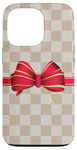 Coque pour iPhone 13 Pro Vanilla White Coffee Red Bow Checkered classic pattern