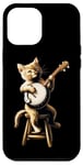 Coque pour iPhone 14 Plus Orange Cat Tabby Joueur de banjo Bluegrass