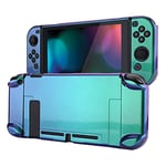 eXtremeRate PlayVital Coque de Protection pour Nintendo Switch Console Coque Grip Protection Manette pour Switch Joycon Housse de Protection pour Switch(Caméléon Violet Vert)