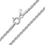 Amberta® Bijoux - Collier - Chaîne Argent 925/1000 - Maille Corde - Largeur 1.5 mm - Longueur 40 45 50 55 60 cm (60cm)