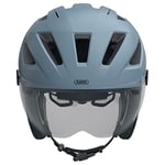 ABUS Pedelec 2.0 ACE Casque Vélo Urbain - Casque E-Bike de Haute Qualité avec Lumière Arrière et Visière pour Circulation en Ville - Unisexe - Bleu, Taille M