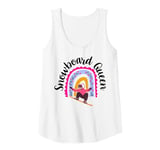 Womens Snowboard Queen Boho Rainbow Snowboarding Girl Winter Sports Tank Top