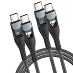 USB C to USB C 3M Long Fast Charging Cable [100W 5A 2Pack] USB Type C Charger Fast Charge Lead Usbc to Usbc Cable for iPhone 15 16 Pro Max/Plus iPad Pro/Air MacBook Pro Samsung Galaxy S23 S22 Pixel