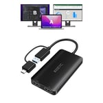 USB 3.0 to HDMI Splitter Extended Display Dual Monitors, KOZYC USB 3.0-A/C to Dual HDMI Adapter 4K@30Hz+1080p@60Hz for MacBook/MacBook Pro Air Dell (MST Support MacOS/Windows)