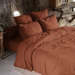 Housse de couette 200x200 Gaze de Coton Terracotta