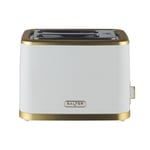 Salter Wide-Slot 2 Slice Toaster Palermo Defrost/Reheat/Cancel 930W White Gold