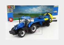 1:50 BURAGO New Holland T7.315 Tractor With Cultivator Trailer 2016 Blue BU31678