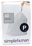 SimplehumanCode P Custom Fit Bin Trash Rubbish Liners Bags50-60L-White(Pack)