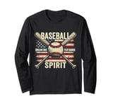 Vintage Baseball Spirit Dream Big Play Harder Baseball Fan Long Sleeve T-Shirt