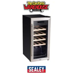 Sealey DH29 Baridi 18 Bottle Wine Fridge & Cooler - Stainless Steel