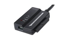 DIGITUS Câble Adaptateur pour Disque Dur - Convertisseur USB 3.0 vers SATA2/IDE - pour SSDs/HDDs 2,5/3,5" - Taux de Transfert de données 5 Gbit/s - Adaptateur Secteur Inclus - Plug & Play - Noir