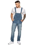 Enzo Men's Ezd390 Ven Denim Dungarees Overalls, Light Stonewash_A, 50 UK