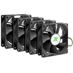 Inter-Tech 88887290 Ventilateur, Refroidisseur et radiateur Boitier PC 8 cm Noir 4 pièce(s)