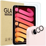 ProCase 2 Pack Screen Protector for iPad Mini 7th(A17 Pro) 2024/Mini 6th Generation 8.3" 2021 + 2 Pack Camera Lens Protector Matching iPad Colors, Tempered Glass Film for Mini 7 6 8.3 Inch -Pink