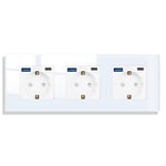 Prise En Verre Avec Usb 20 W Charge Rapide En Blanc Encastré, 3 Prises 16 A Avec Usb A Et Type C Max.3,1 A, 228 X 86 Mm, 250 V[MUL213235]