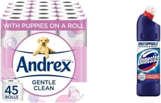 Andrex Gentle Clean Toilet Rolls - 45 Toilet Roll Pack - Bulk Buy Toilet Rolls 