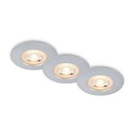 Briloner 7044-034 Set de 3 lampes à encastrer plafond LED, lampes à encastrer ultraplates, spot à encastrer salle de bain, spot à encastrer salle de bain IP65, chrome mat, 90x25 mm (DxH)