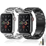 baklon Compatible avec Bracelet Apple Watch 38/40/41/42mm en Acier Inoxydable Metal pour Bracelet iWatch Series Ultra2/Ultra/SE2/SE/9 8 7 6 5 4 3 2 1 Noir Argent