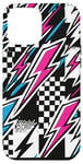 Coque pour iPhone 12 Pro Max Bleu Rose Moto Lightning Bolts Drapeau Damier Motif Racing