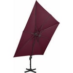 Doc&et² - Parasol de jardin en porte-à-faux à double toit rouge bordeaux