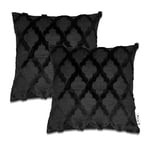 Paco Home Housse De Coussin Housse De Coussin Décoratif Lot De 2 Canapé Salon Feuilles Scandinave, Couleur:Noir 2, Sets:2pcs-Set