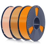 Filament PLA+ 1.75mm 3KG,Neatly Wound,Filament pour Imprimante 3D,Filament PLA Plus Résistant,Precisione Dimensionale+/-0.02mm,Bobina da 1kg (2.2 LBS) Orange+Café+Beige