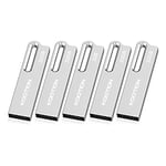 KOOTION 5 Pack 32 GB USB 2.0 Sticks Flash Drive Metal Thumb Drive with Keychain 32 GB Waterproof Jump Drive Memory Sticks for Computer/Laptop Storage Backup(5Pack 32 GB 2.0, Silver)