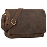 'Tom' Sac Messenger Vintage en Cuir | Sac à Bandoulière Hommes Femmes | Sacoche Laptop 15 Pouces pour Bureau, Université, Travail | Sac en Cuir Véritable, Couleur:Colorado - Marron