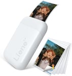 2X3'' Mini Imprimante Photo Portable, Avec 5 Zink Papiers Adhésifs, Bluetooth 5.0, Compatible Avec Ios/Android, Petite Imprimante Photo Pour Iphone - Blanc