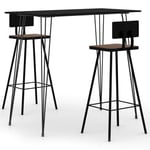vidaXL Bar Set 3 Piece Dining Table and Chairs Kitchen Home Furniture Bar Stool Seater Modern Bistro Set Living Room Decoration Black