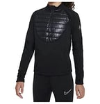 Nike Therma-fit Academy Winter Warrior Entraînement de Football T-Shirt Jeunesse Unisexe, Noir/Argent, L