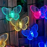 Lumière Solaire Extérieure String, 6.5M 30LED Solar Butterfly Outdoor Fairy Tale Light Solar Garden String Light Extérieur étanche (Multicolor)
