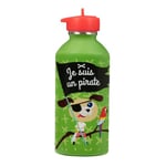 Gourde enfant Acier inoxydable DRAEGER PARIS - Facile à nettoyer - gourde réutilisable - Idéale pour parc, école - Contenance 300ml - 17 cm x 6,5 cm - Vert - Message inscrit : Je Suis Un Pirate