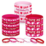 24Pcs Valentine's Day  Favors Silicone Bracelets  Red Love Heart Wrist9419