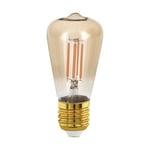 Eglo Lampe LED E27 dimmable, piston, ampoule Edison à incandescence Golden Vintage, éclairage rétro, 4 watts (correspond à 28 watts), 300 lumens, blanc chaud, doré, 1700 Kelvin, ST48, Ø 4,8 cm