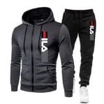 Ny Fashion Träningsoverall För Män Hoodie Fitness Gym Kläder Män Löpning Set Sportkläder Jogger Herr Träningsoverall Vinterdräkt Sport GRAY S