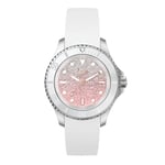 ICE-WATCH - Ice Steel Lo White Pink - Montre Argent pour Femme avec Bracelet en Silicone - 020371 (Small)